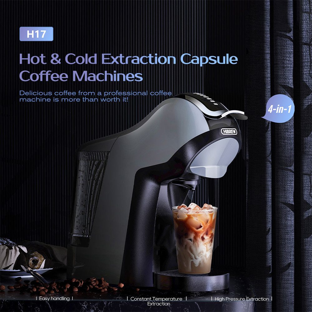 HiBREW Kapselmaschine H17, 1l Kaffeekanne, 20-Bar-Extraktion, 7 Stufen der Wassereinstellung, Touch-Control