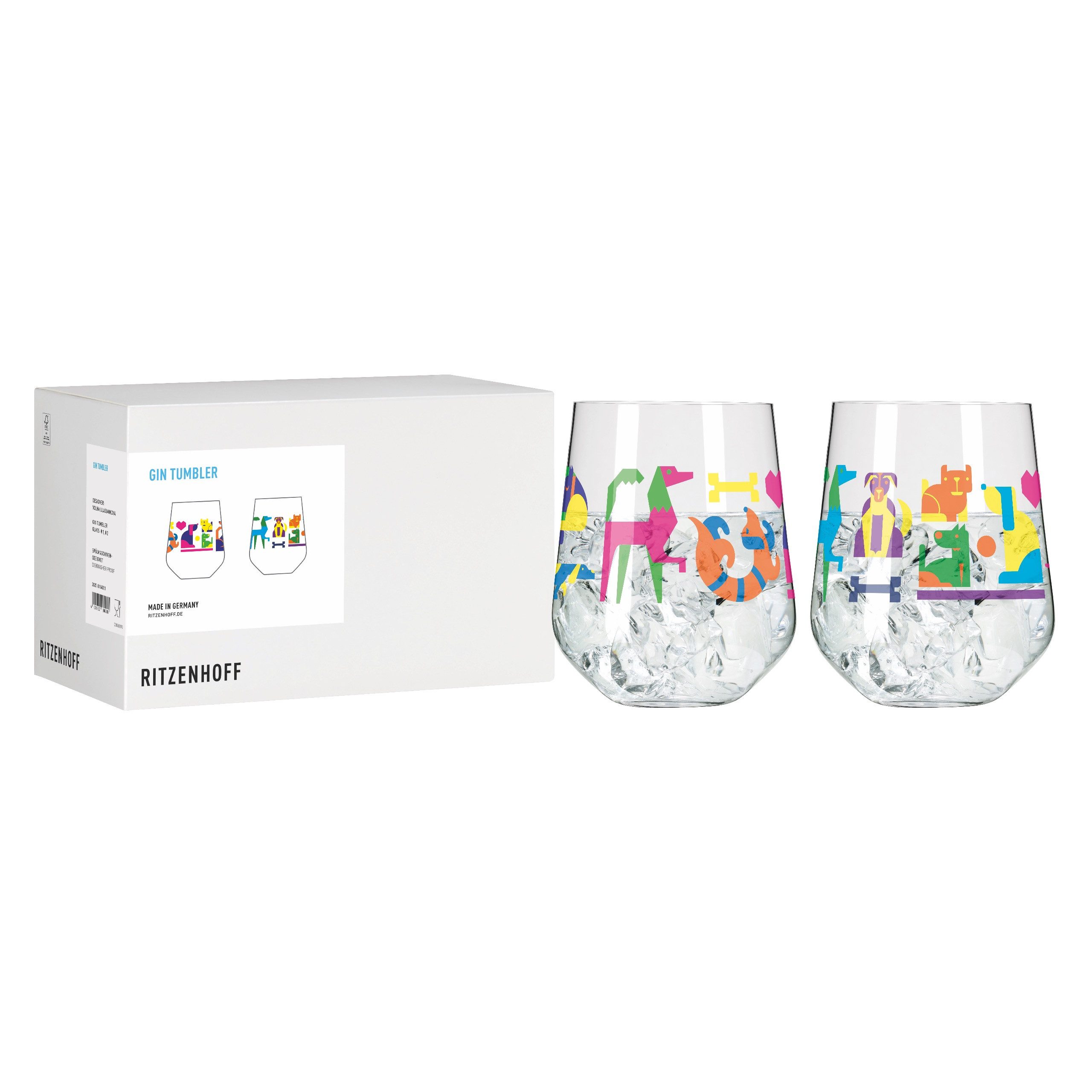 Ritzenhoff Longdrinkglas Tierisch Glücklich, Kristallglas