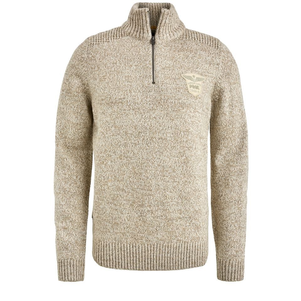 Troyer - Half Zip Collar Heavy Knit Mix Yarn