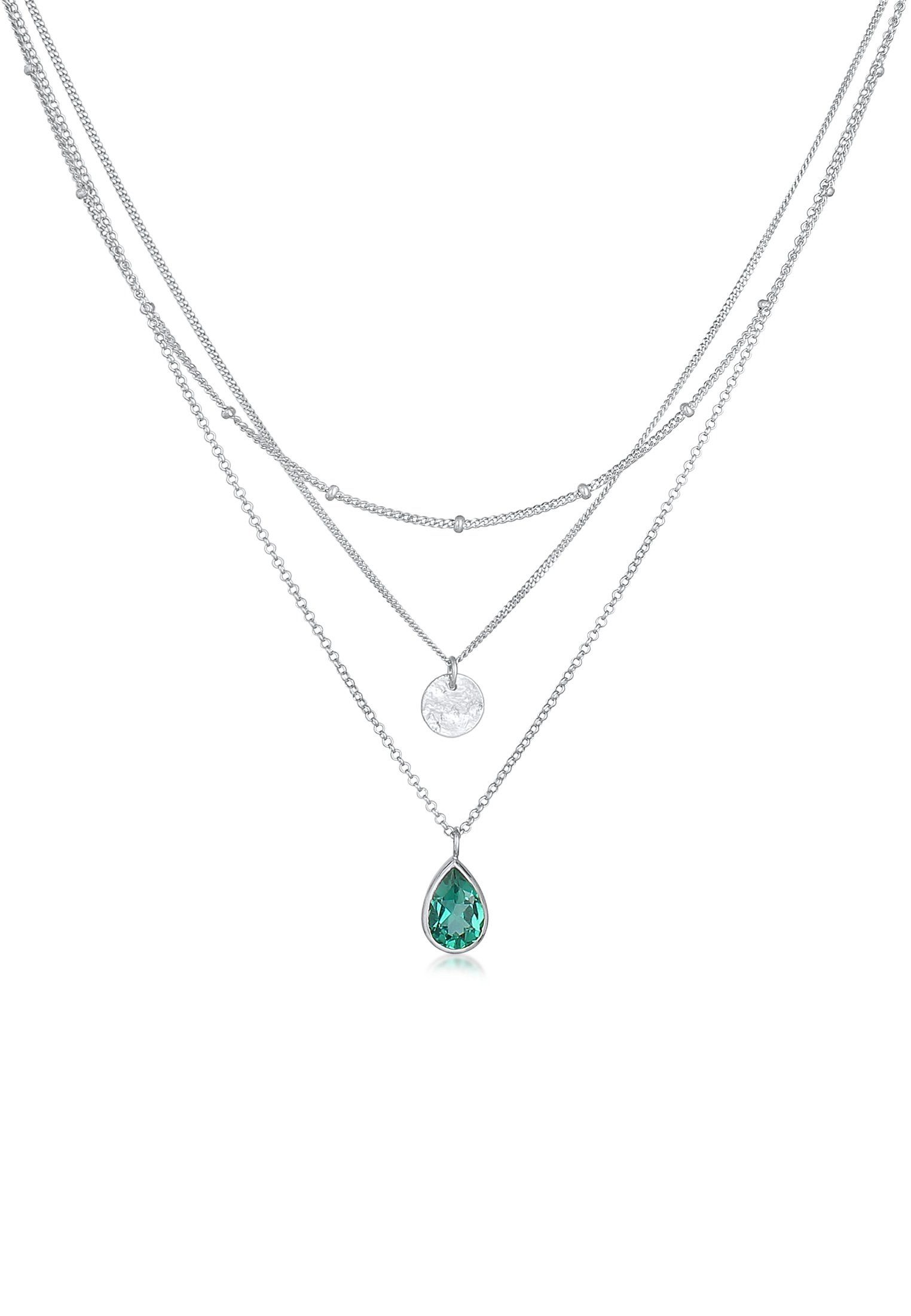 Ketten-Set Layer Quarz Plättchen 925 Silber