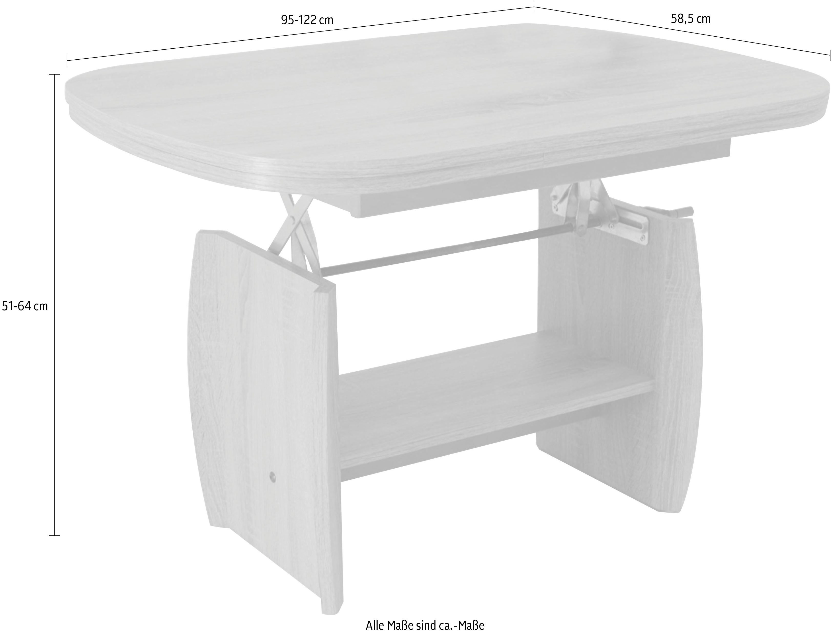 Stolkom Sp.z.o.o. Couchtisch Kirk, höhenverstellbar, Tisch mit Auszug günstig online kaufen