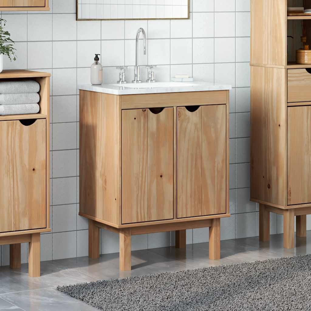 vidaXL Badezimmerspiegelschrank Waschbeckenschrank OTTA 59x40x80 cm Massivholz Kiefer
