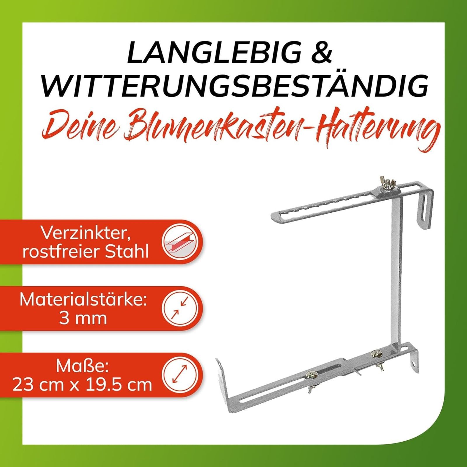 Bellissa Blumenkastenhalter Balkonkastenhalter Blumenkastenhalter 2er Balkonkastenhalterung 30kg, 2-St. – Bild 3 von 5