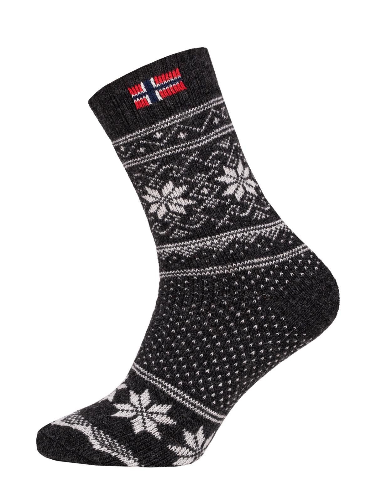 HomeOfSocks Socken Wollsocke Skandinavisch Thick Flag Norwegen anthrazitgrau/ecru