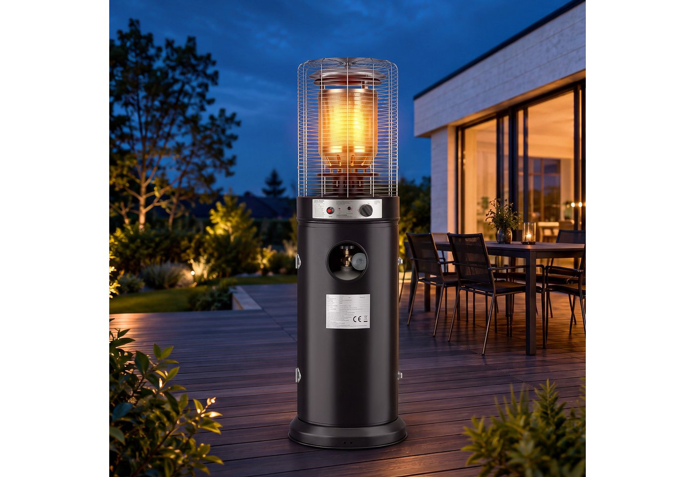 ZMH Heizstrahler Schwarz, 10/13 KW Gas, einfach zu bewegen, temperaturregulierbar, 5-10KW stufenlos, 20-60m², für 15kg Gasflaschen, mit …