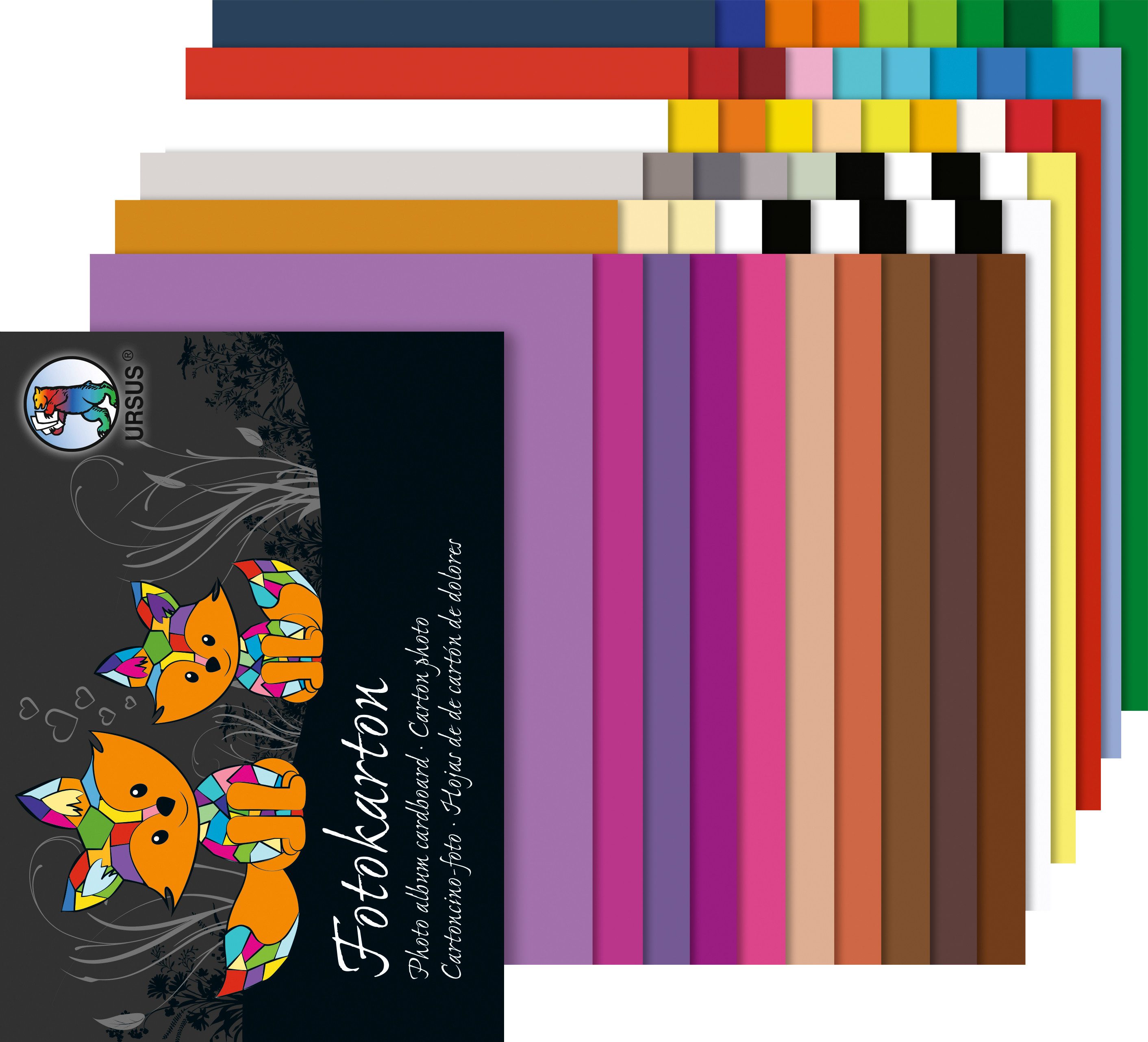 Ursus - Ludwig Bähr Papierkarton Fotokarton-Block Uni, 60 Blatt