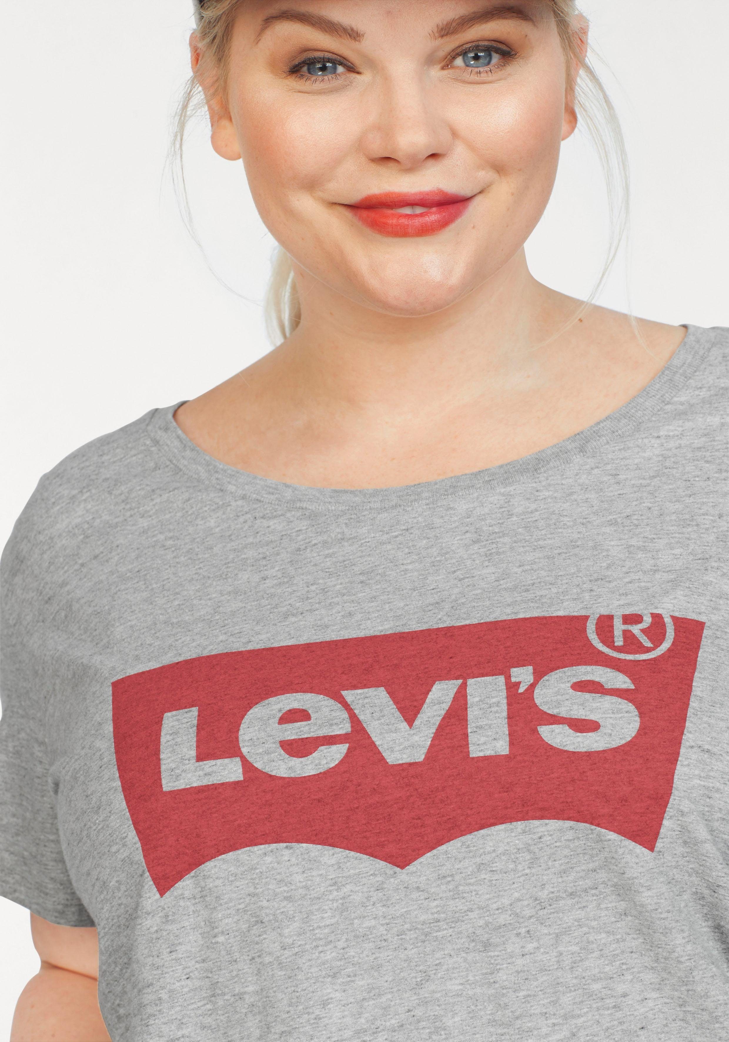 Levi's® Plus Tee Batwing-Logo Perfect T-Shirt grau-meliert-rot mit