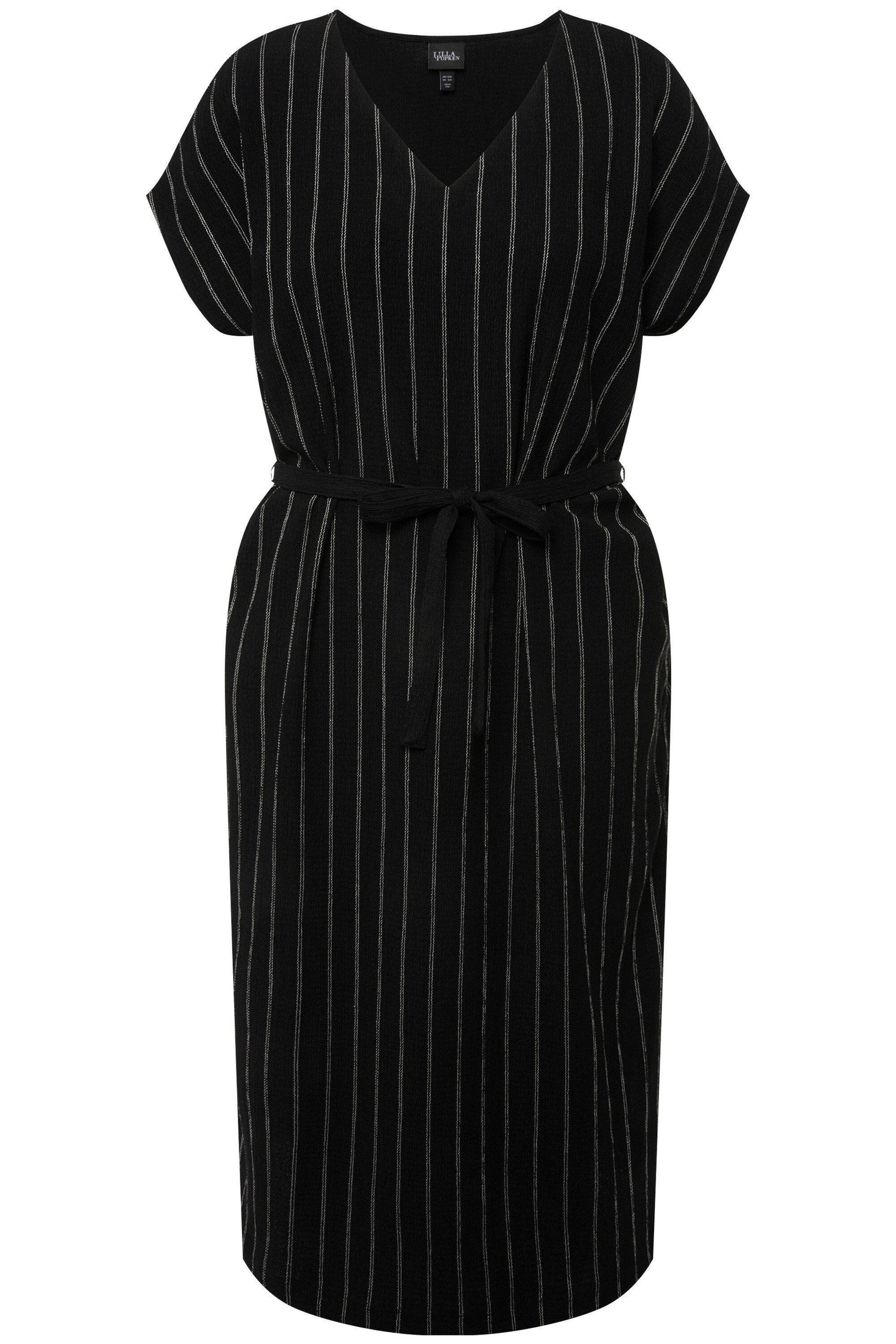 Ulla Popken Maxikleid Jersey-Midikleid Struktur V-Ausschnitt ärmellos günstig online kaufen