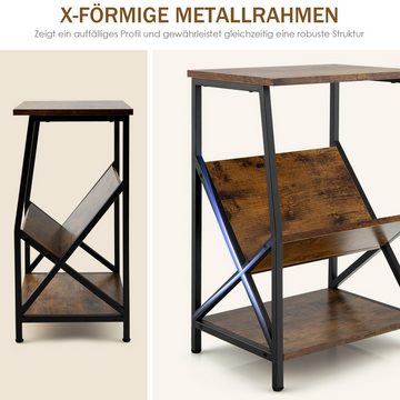 COSTWAY Nachttisch, Holz, Metallrahmen, 3 Ebenen Beistelltisch, 40x30x61cm