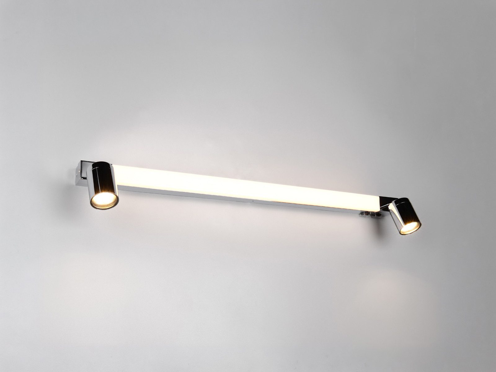 TRIO Leuchten LED Spiegelleuchte mit Schalter & 2 Strahlern, Breite 90cm, Memoryfunktion, LED fest integriert, LED wechselbar, Neutralweiß, Warmweiß, Badezimmer – Bild 3 von 5