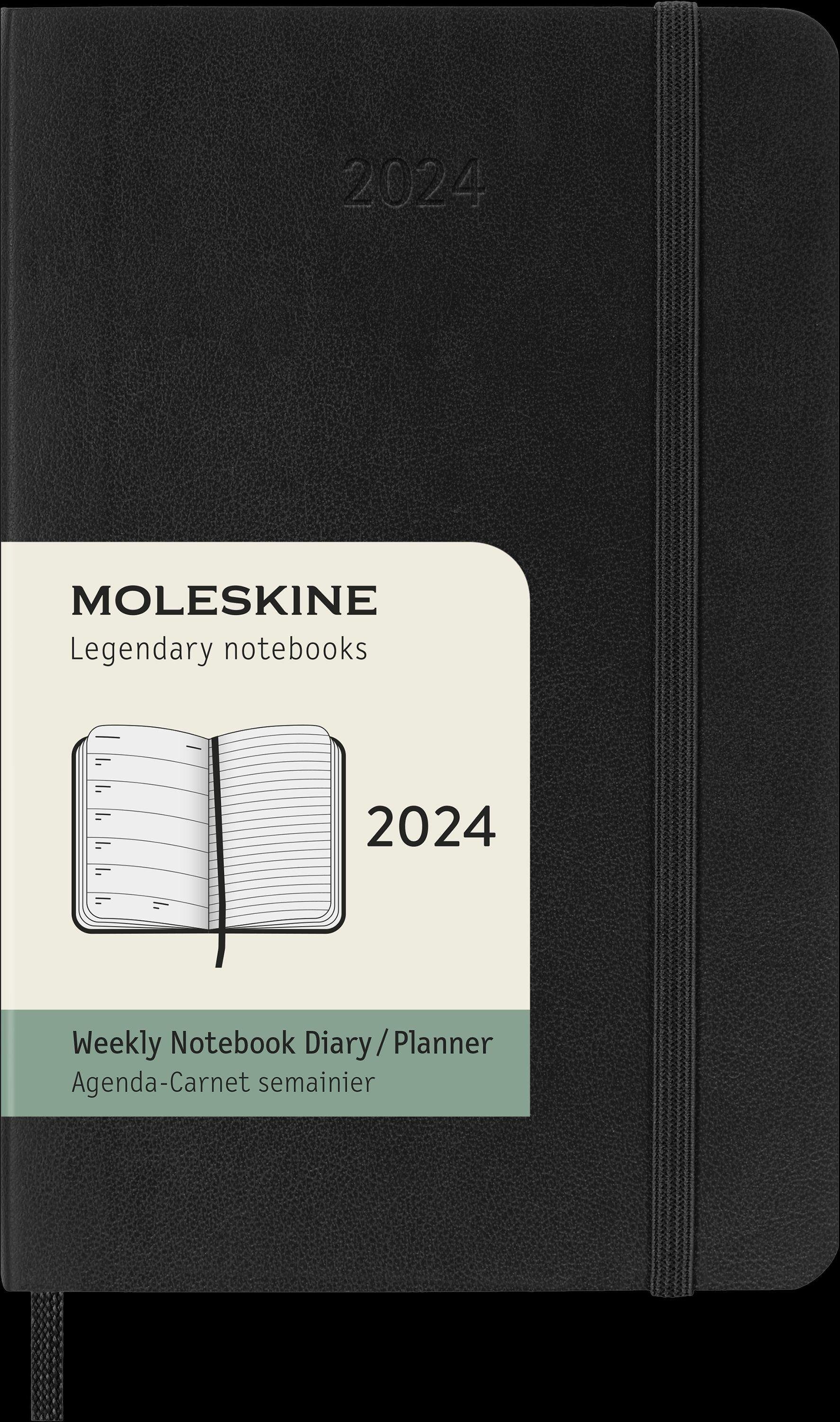 Terminkalender Moleskine 12 Monate Wochen Notizkalender 2024, Pocket/A6, Schwarz