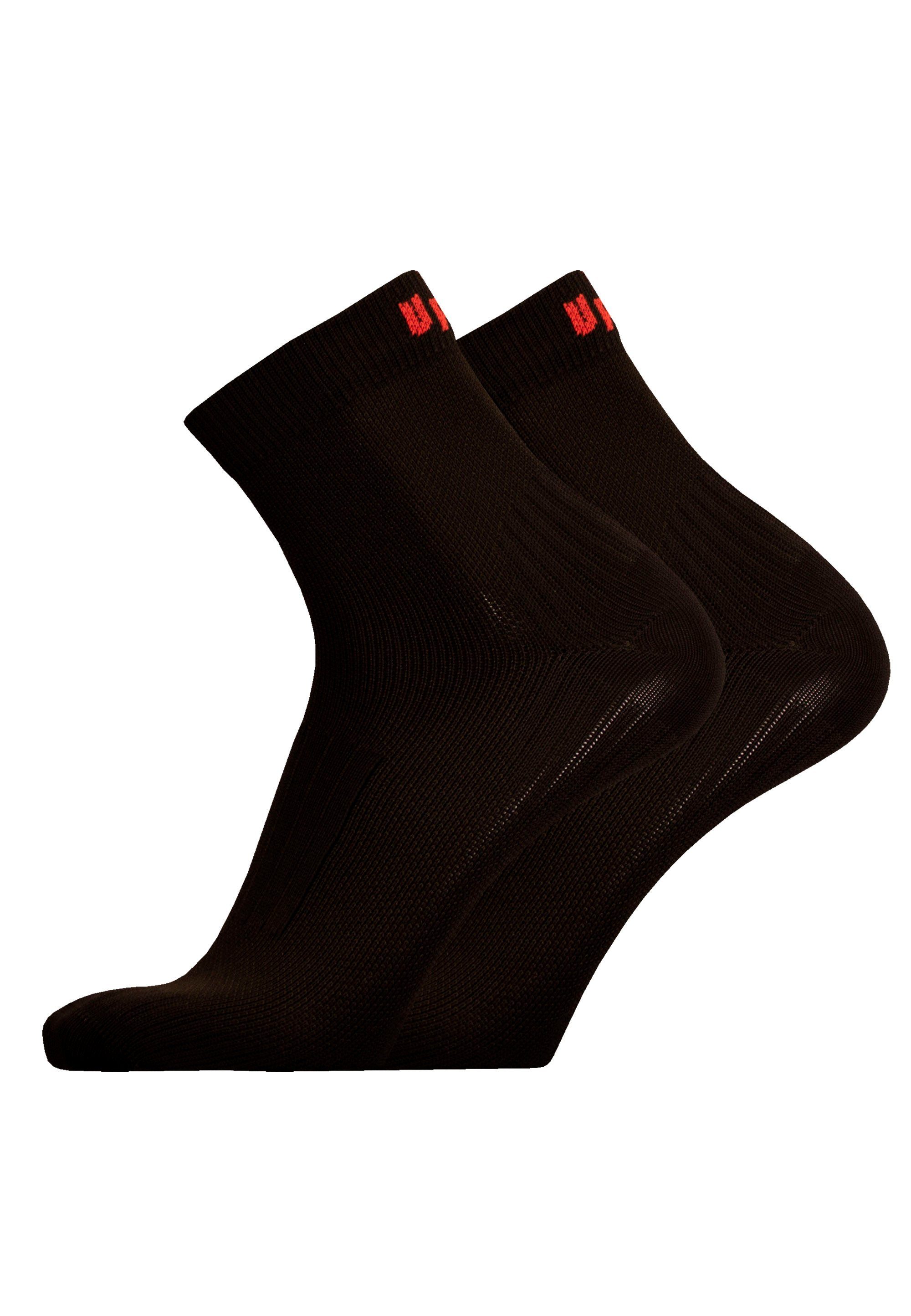 UphillSport Socken FRONT 2er Pack (2-Paar) mit gepolstertem Rist schwarz