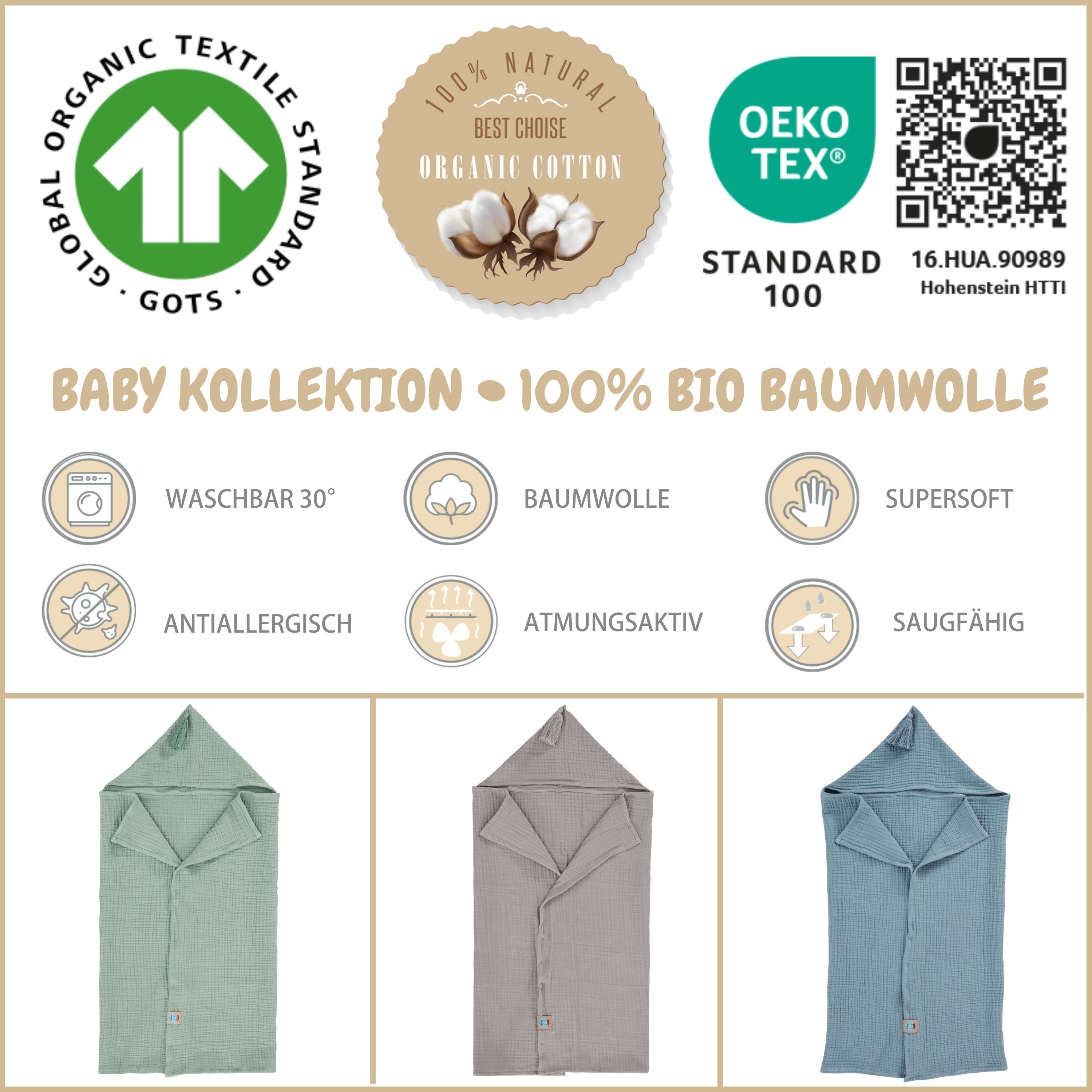 SEI Design Kapuzenhandtuch BIO Baby-Badeponcho 75x100 günstig online kaufen