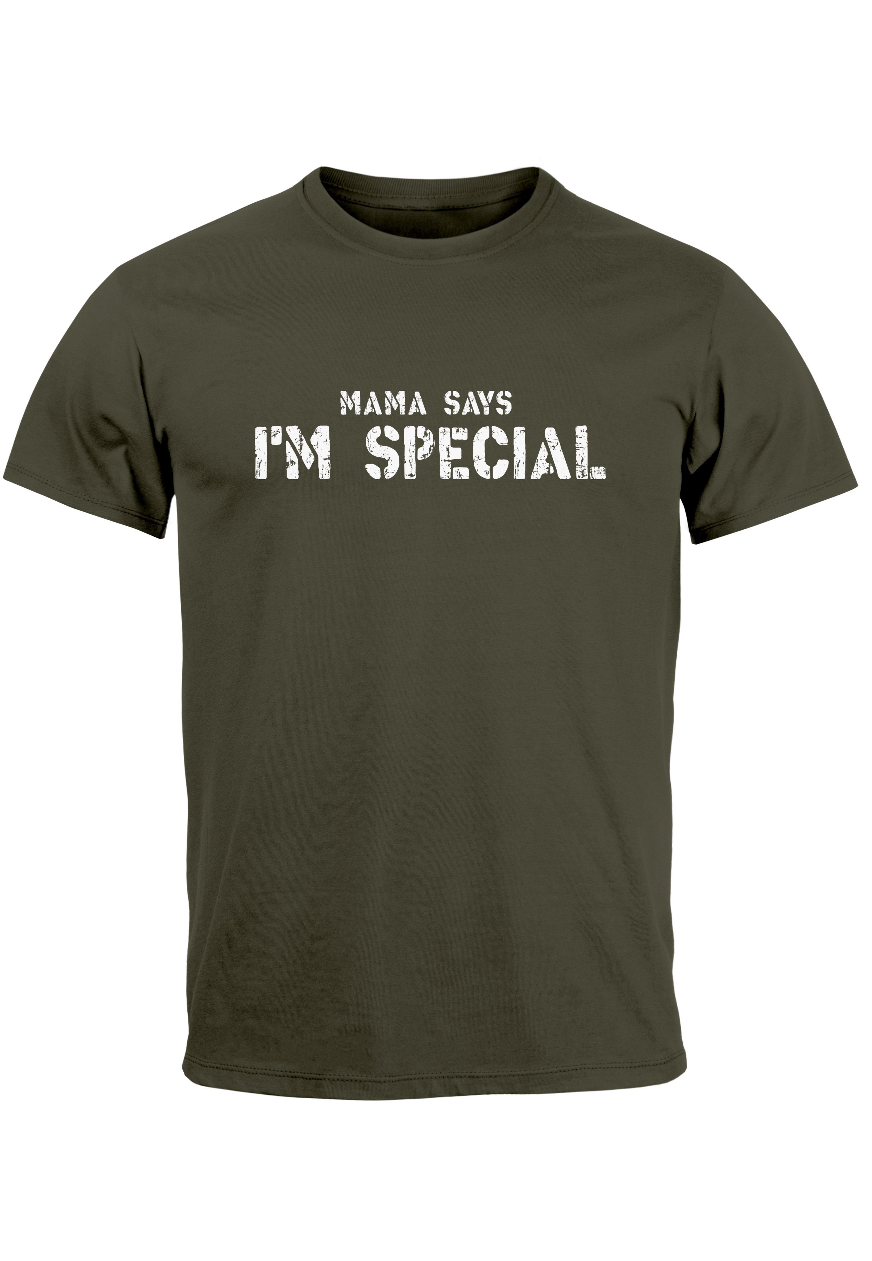 Herren Special Spruch Says Print army Print-Shirt T-Shirt Sarkasmus Neverless Mama Am Ironie I mit A lustig