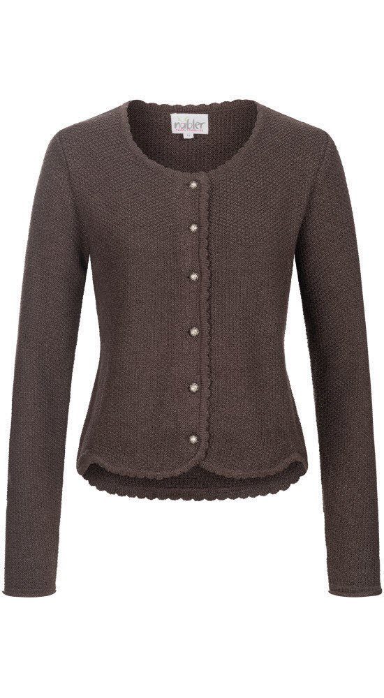 Trachtenstrickjacke Strickjacke Langarm Yvonne in Braun von Nübler