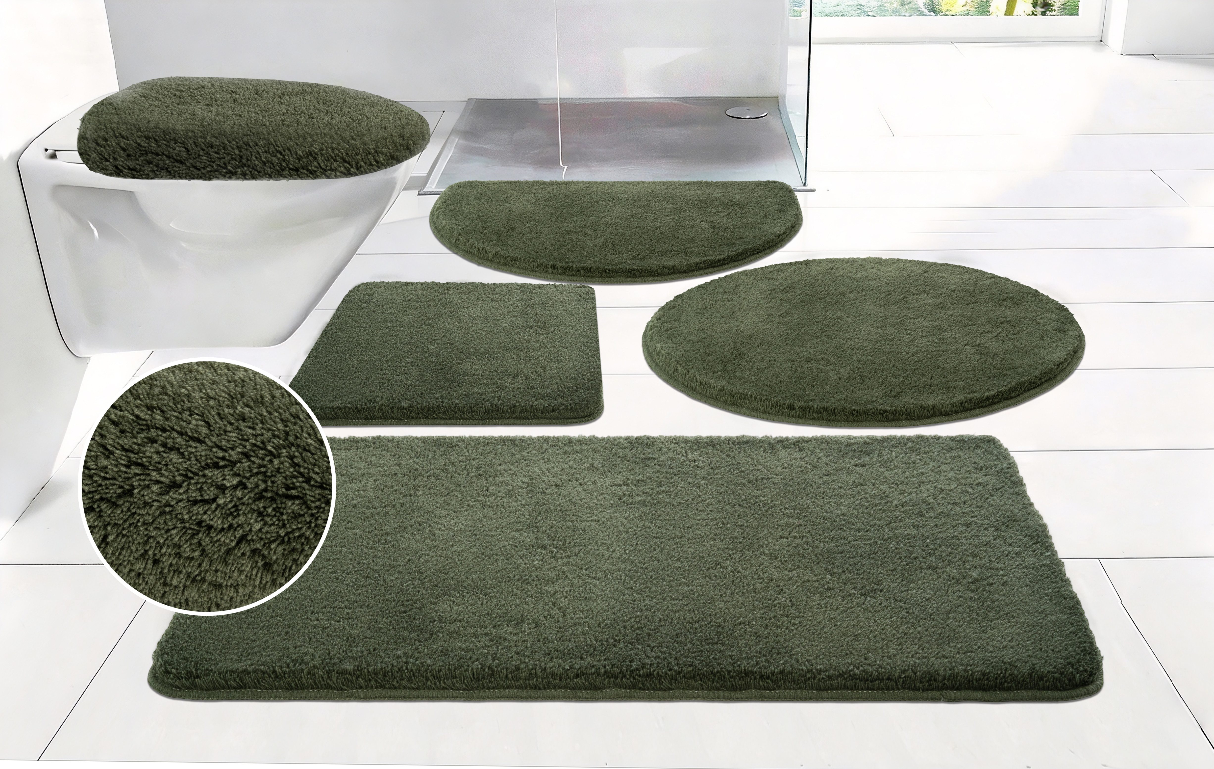 OTTO home Badematte Merida, Badvorleger, Badezimmer Teppich, Höhe 32 mm, rutschhemmend beschichtet, schnell trocknend, strapazierfähig, fußbodenheizungsgeeignet, Kunstfaser, rechteckig, Badteppich, Uni Farben, rechteckig, rund & als 2-tlg. Set erhältlich