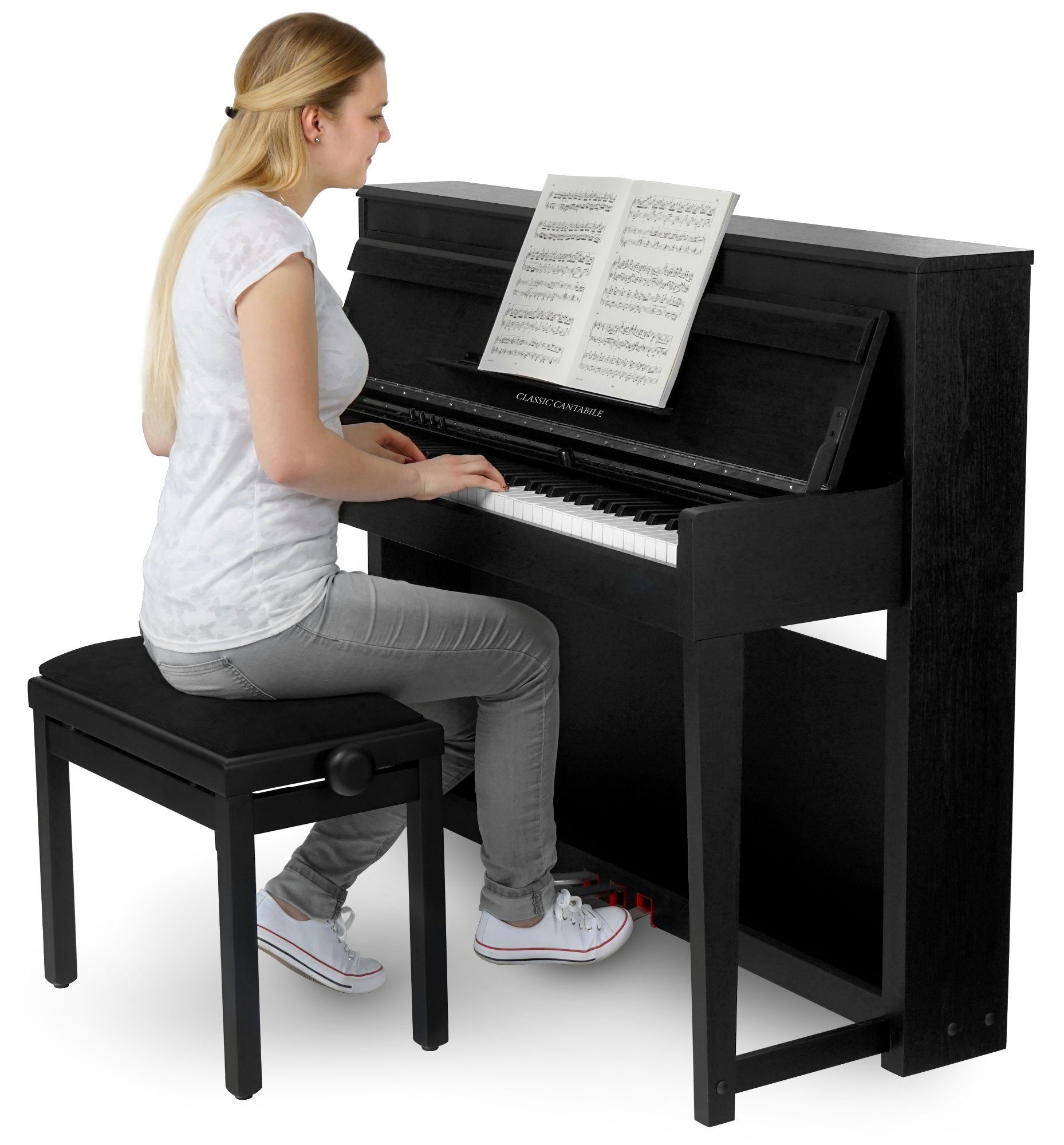 Classic Cantabile Digitalpiano UP-1 SH E-Piano - 88 gewichtete Tasten mit Graded Hammer-Tastatur (Digitalpiano), Klavier mit Twinova-Piano Funktion - 22 Effekte, 40 Sounds