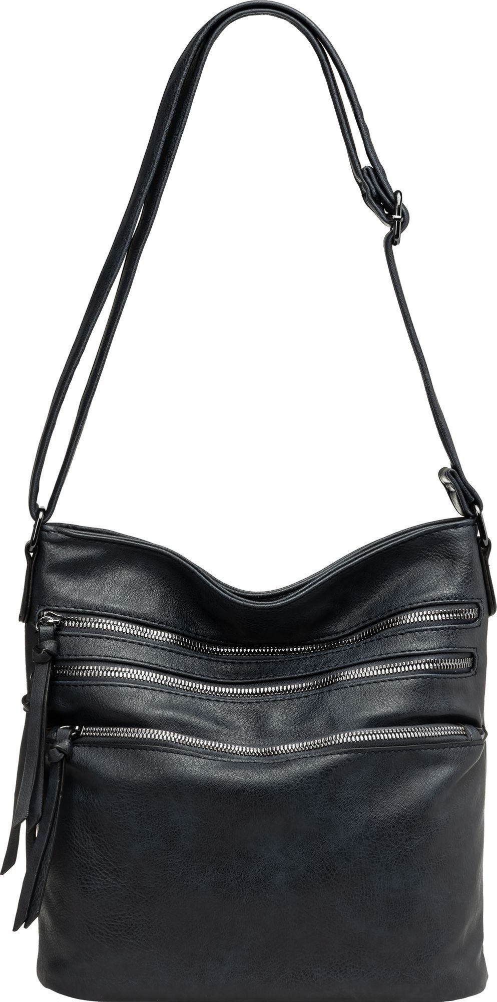 Caspar Umhängetasche TS1071 sportlich elegante mittelgroße Damen Crossbody Bag Umhängetasche dunkelblau