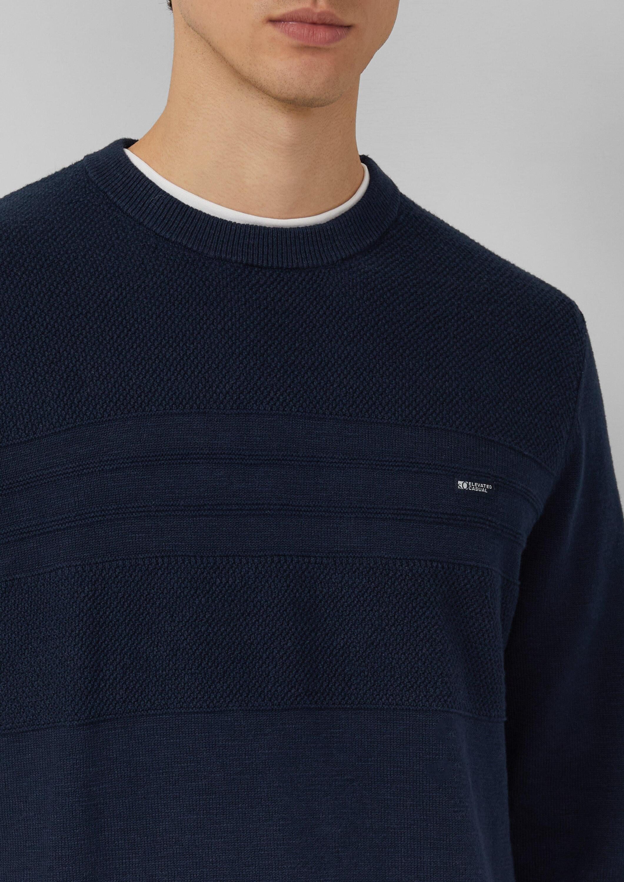 s.Oliver Longpullover Strickpullover Strickpullover aus Baumwolle mit Strukturmix