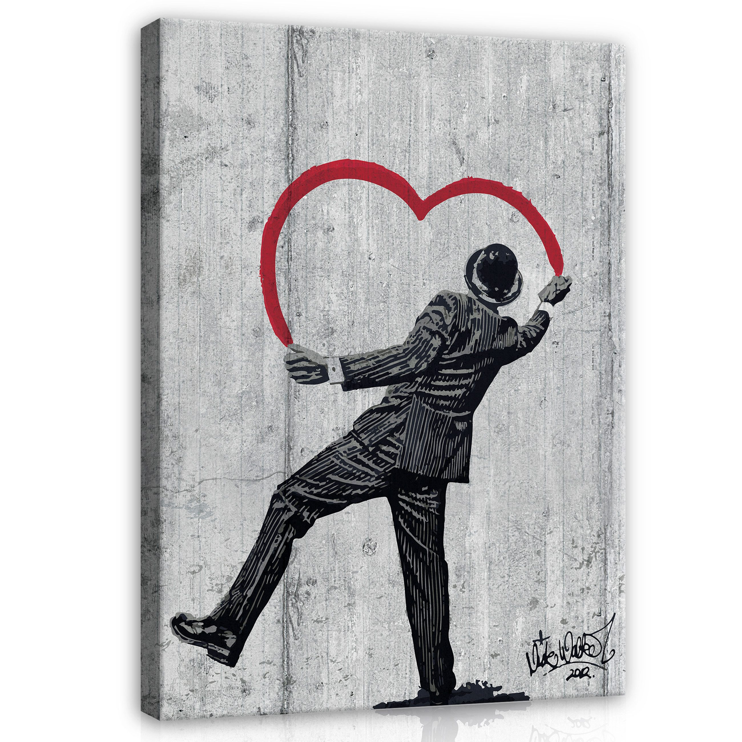 Wallarena Leinwandbild Graffitti Banksy Street Art Grau Wandbilder Wand Dek günstig online kaufen