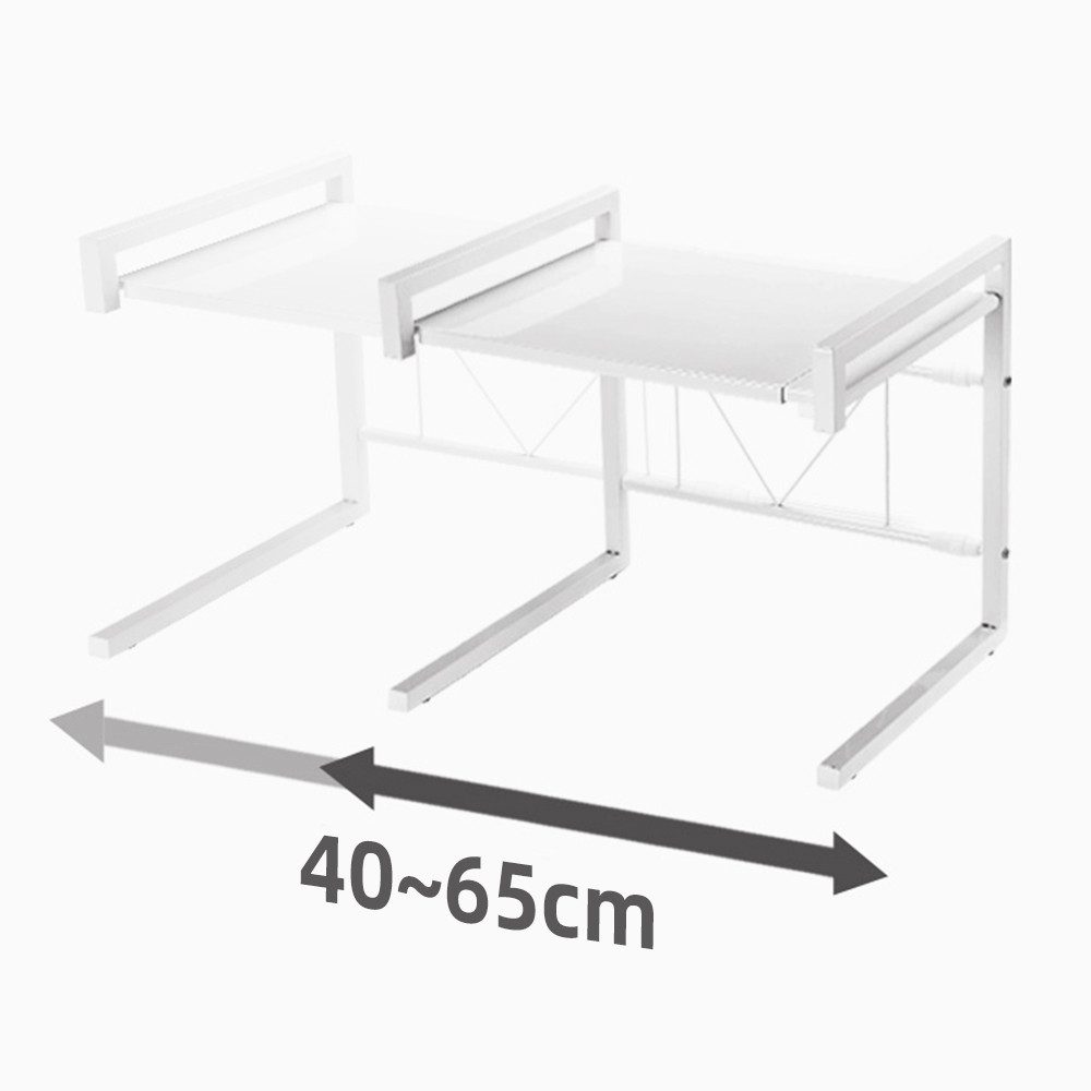 JEOBEST Regalelement Erweiterbares Mikrowellen Regal Mikrowellenhalter aus Kohlenstoffstahl, längenverstellbares Mikrowellen Regal(40-65cm) Rutschfeste Füße Wei – Bild 5 von 5