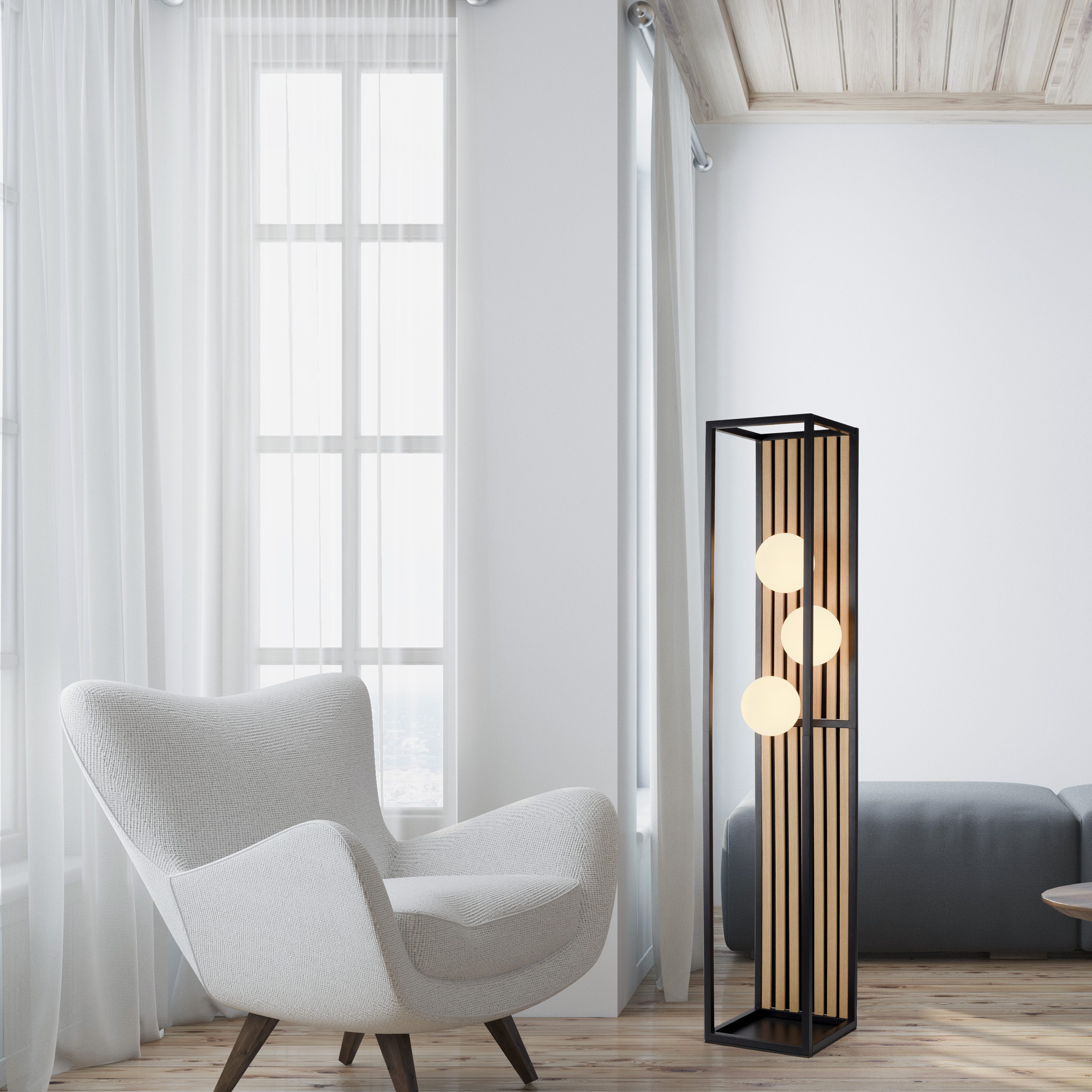 my home Stehlampe Erinette Akustikpaneele mit Glaskugeln, Ein-/Ausschalter, günstig online kaufen