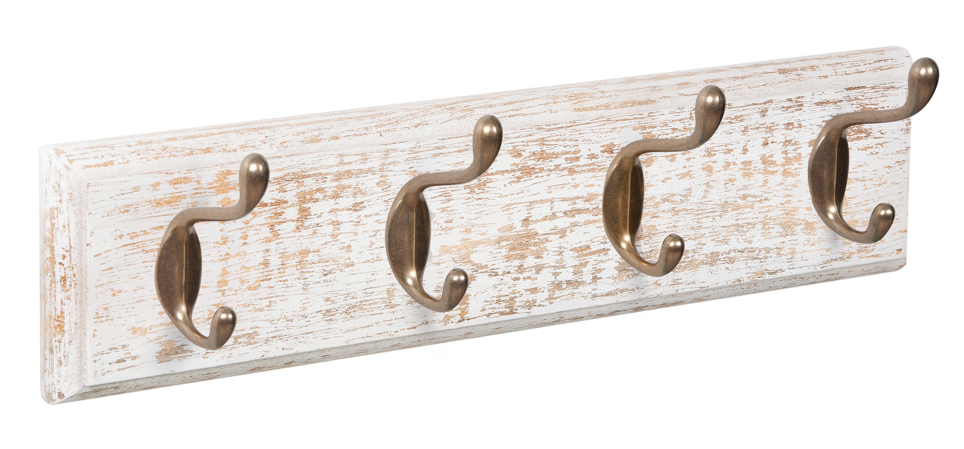 Lashuma Настенные крючки Altmessing, Hakenleiste 45x10 cm, 4er Kleiderhaken Garderobe