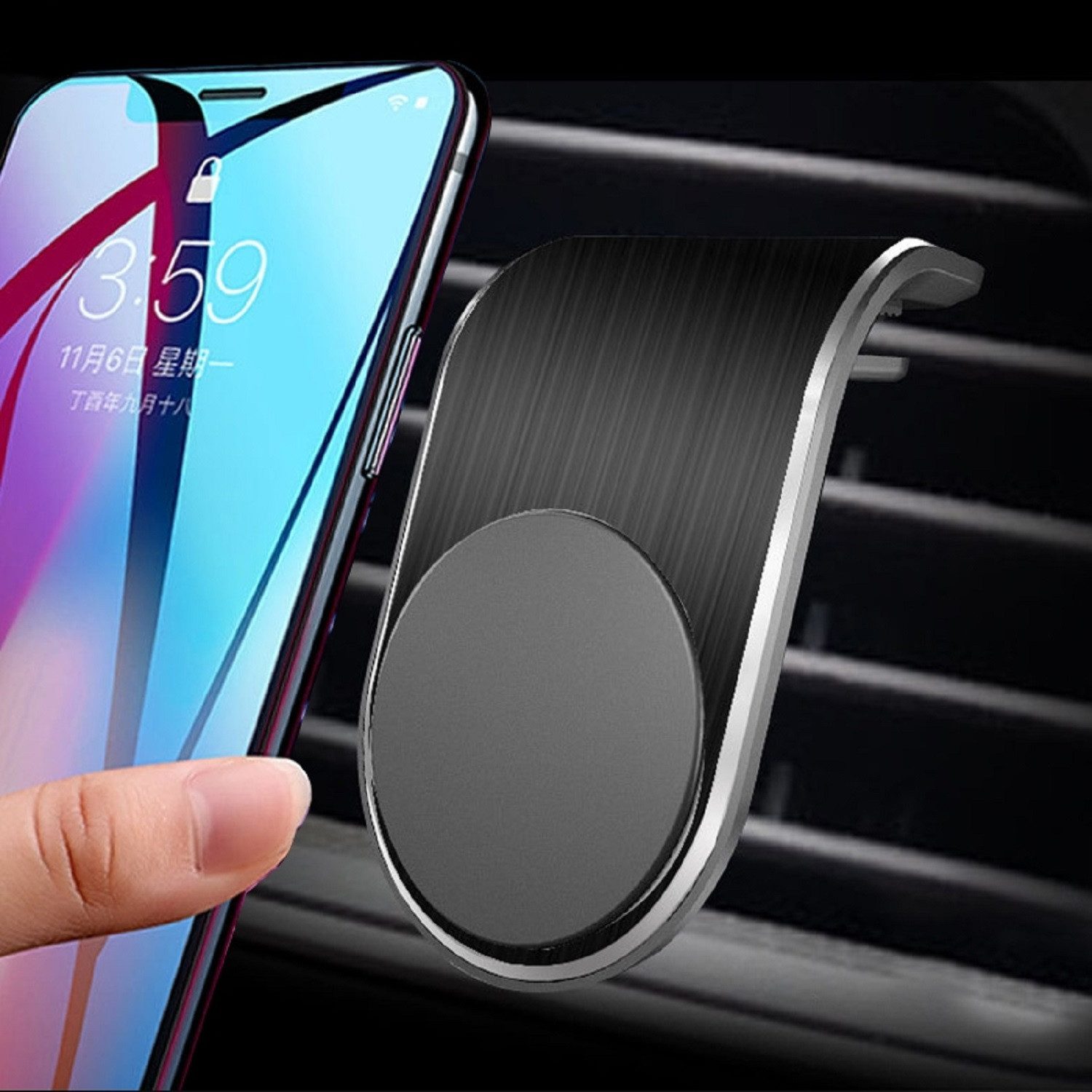 Protectorking Displayschutzfolie Auto Magnetisch Handyhalterung KFZ Lüftungsgitter Halterung Schwarz, Schutz.