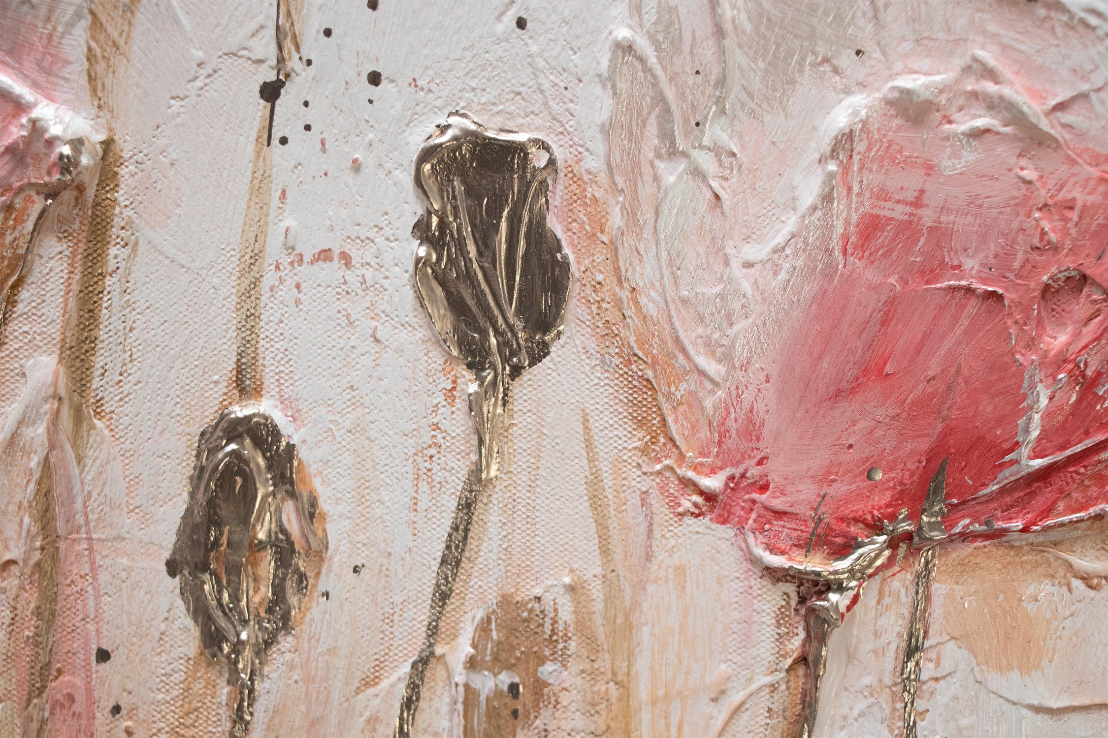 YS-Art Gemälde April, Blumen, Mohnblumen Rosa Flieder Leinwand günstig online kaufen