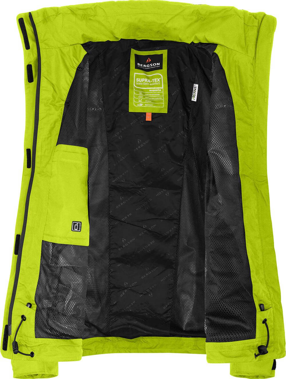 Bergson Regenjacke ROCKRIDER Damen Regenjacke, Netzfutter, 12000 mm Wassersäule, Normalgrößen, leu