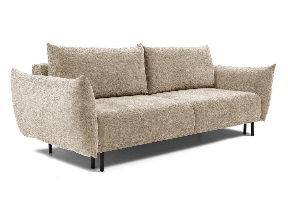 Goldstoff Sofa "FIDES" für Relaxen mit Bettkasten und Schlaffunktion DL 145x200 cm, Relax-Sofa mit Stauraum und ausziehbarer Schlaffunktion