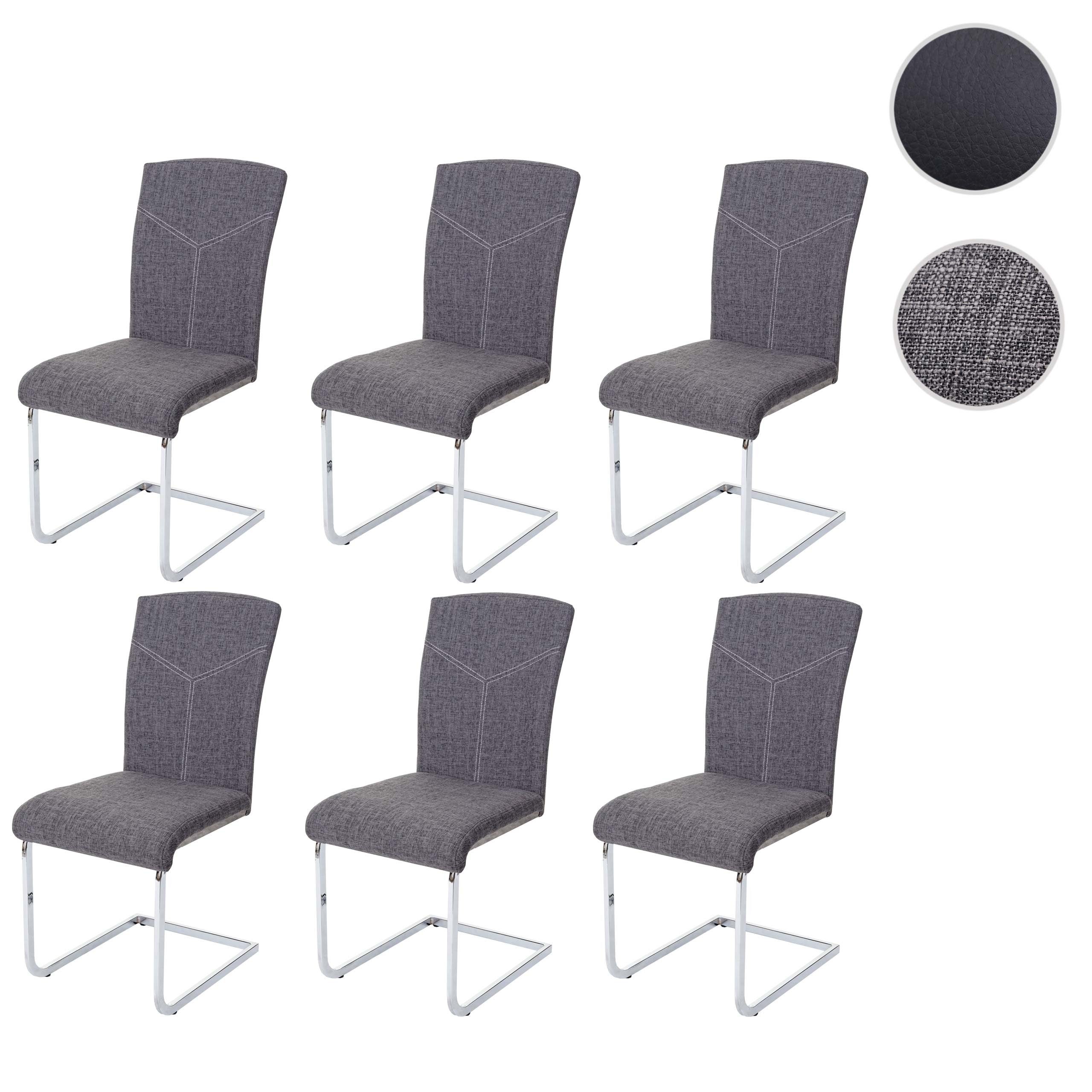 MCW grau Esszimmerstuhl 6er-Set, grau Sitzfläche (Set, 6 Abgerundete | St), MCW-F36-6 Fußbodenschoner, Inklusive