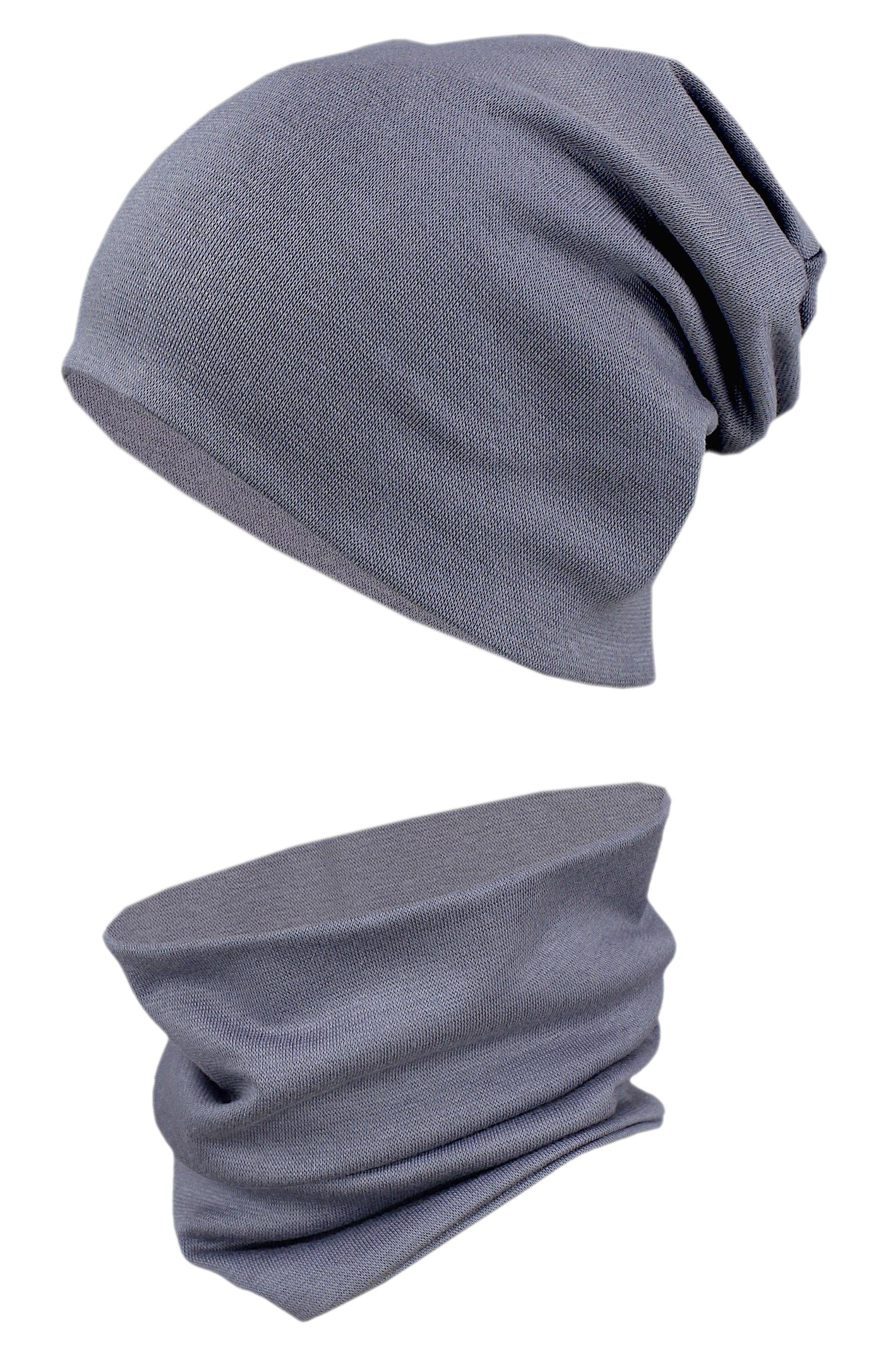 TupTam Beanie Kinder Beanie Mütze Schlauchschal Set aus Jersey und Rippstoff