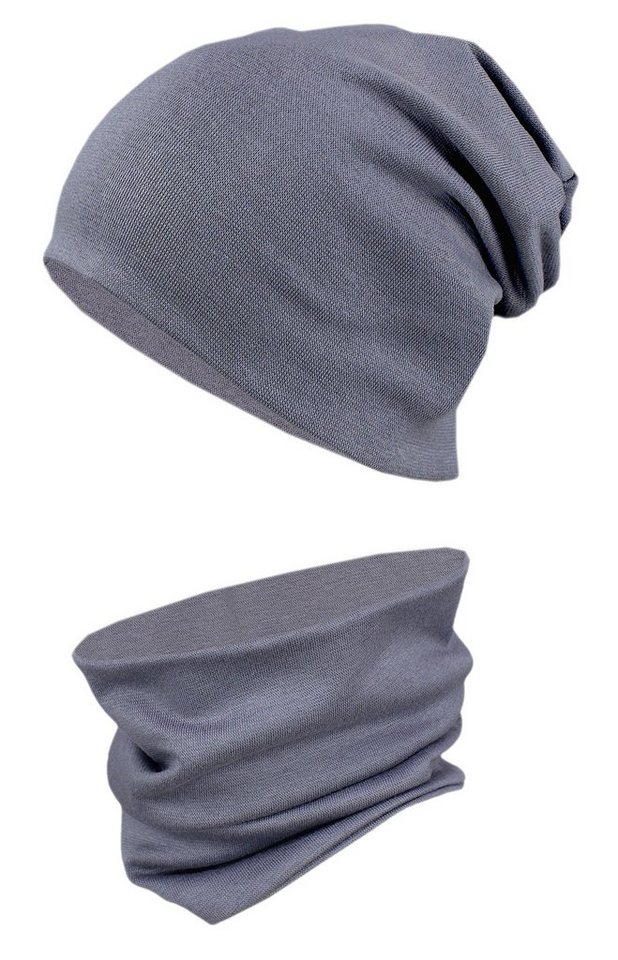 TupTam Beanie Kinder Beanie Mütze Schlauchschal Set aus Jersey und Rippstoff
