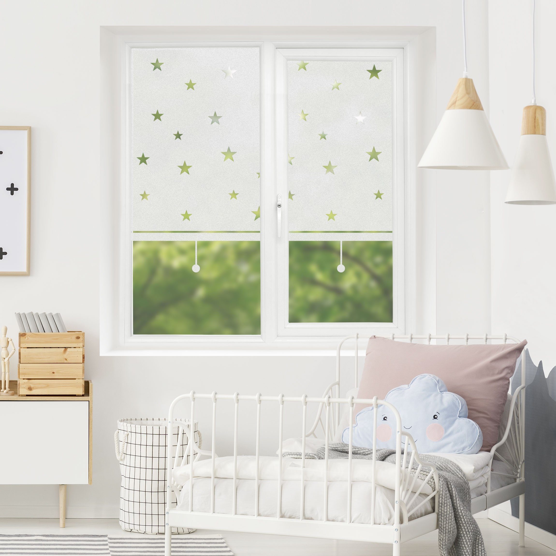 Bilderdepot24 Fensterfolie statisch haftend Motiv Fensterdeko Sternenhimmel Rollo Muster, blickdicht, Innen Fenster Tür Balkontür Küche Badezimmer Wohnzimmer Schlafzimmer