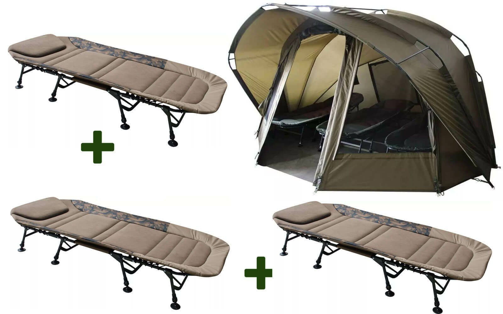 MK Angelsport Angelzelt Karpfenzelt 3,5 Man + 3 Karpfenliegen X-Pro Flat | Zelte