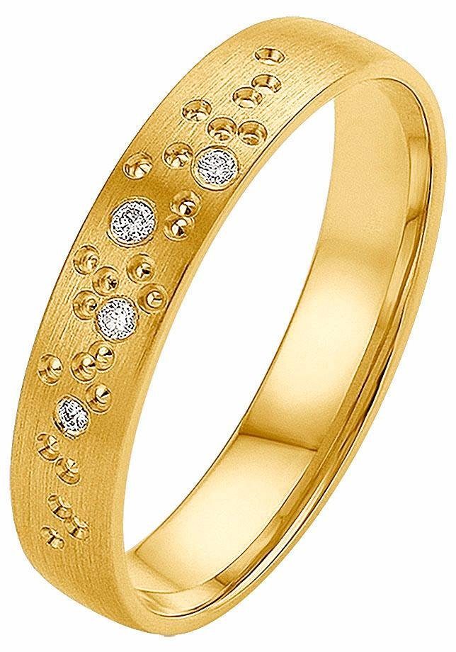 Firetti Trauring Schmuck Geschenk Gold 375 Hochzeit Ehering "LIEBE" Sterne, Made in Germany, wahlweise mit oder ohne Brillanten