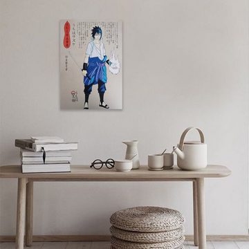 GalaxyCat Poster Hochwertiges Shinobi Wandbild, Anime Ninja auf Hartschaumplatte, Uchiha Sasuke mit Rinnegan, Farbdruck auf Hartschaumplatte, japanische Schrift