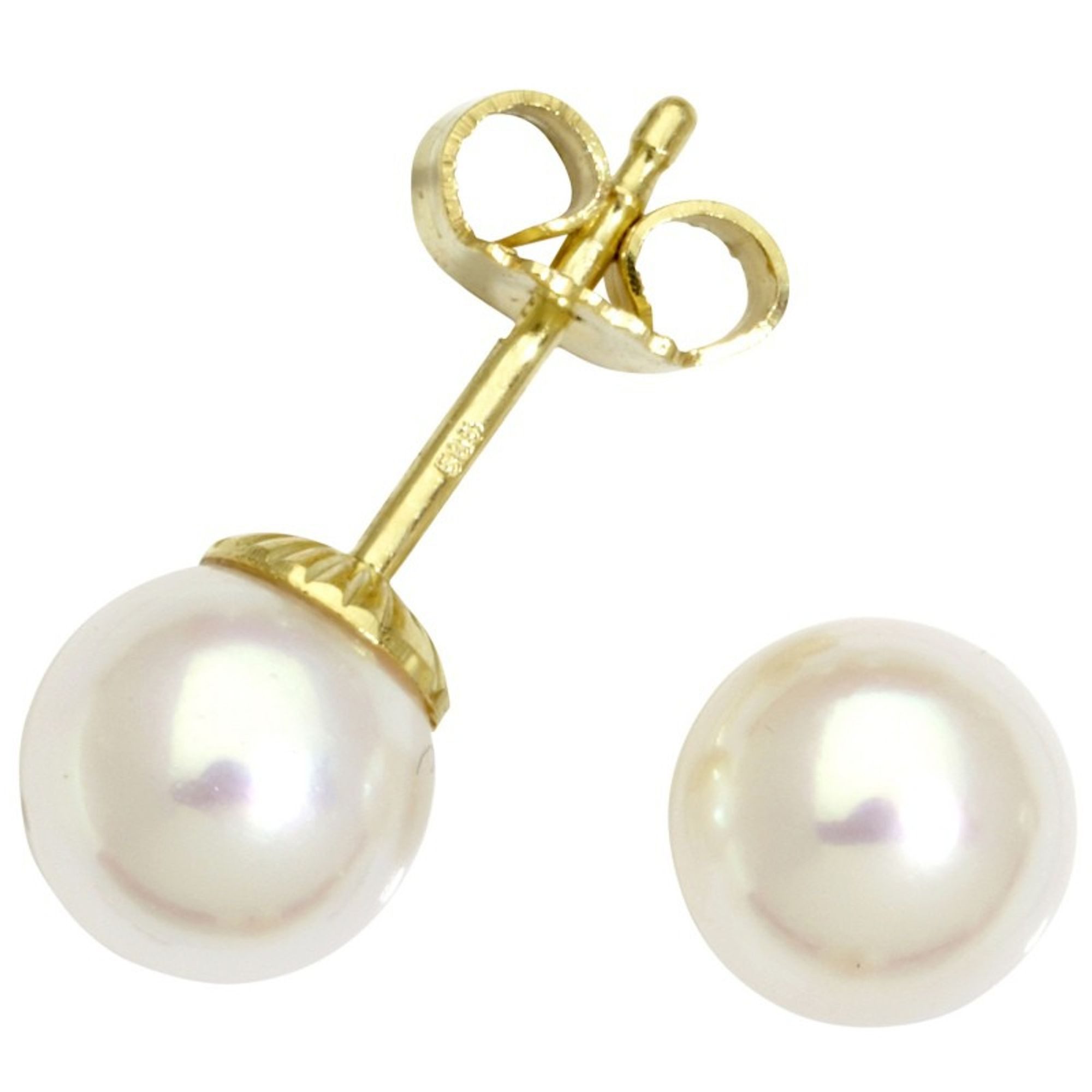 Miamar Paar Ohrstecker ZP7, Miamar ZP7 Damen Ohrstecker 14 Karat (585) Gelbgold Perle Weiß