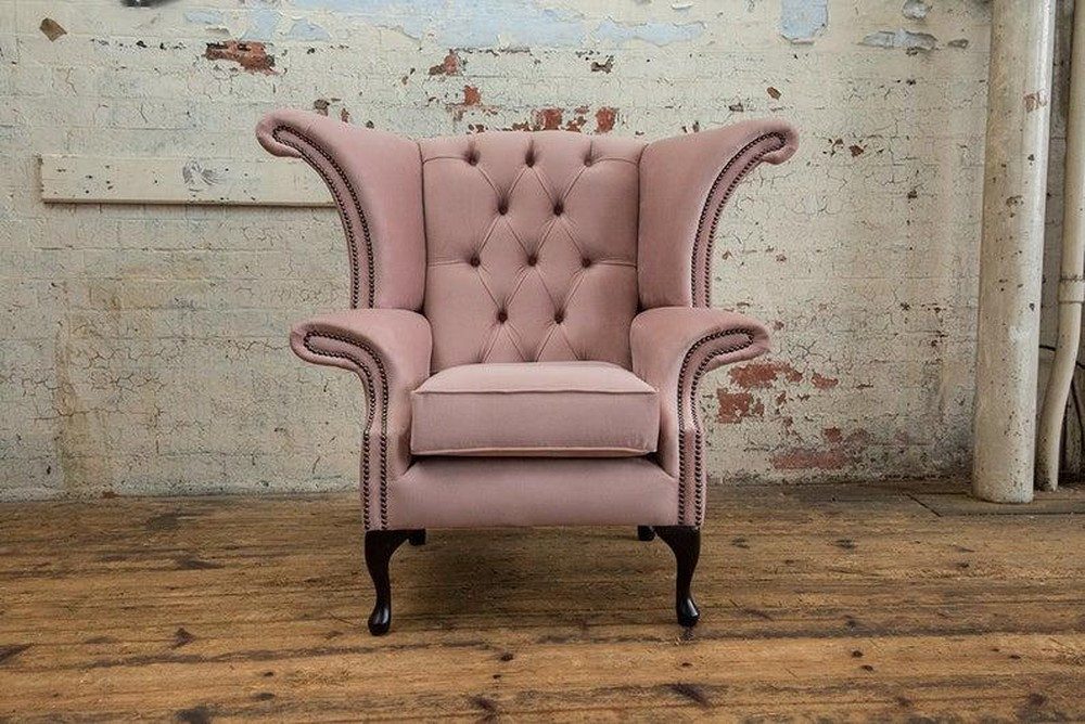 JVmoebel Кресла Pink Chesterfield Stoffsessel Einzelsitzer Polsterstuhl, Made in Europa