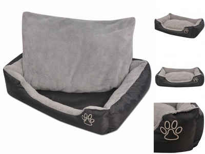 vidaXL Hundekorb Hundebett mit gepolstertem Kissen Größe S Schwarz Körbchen Hund Bett