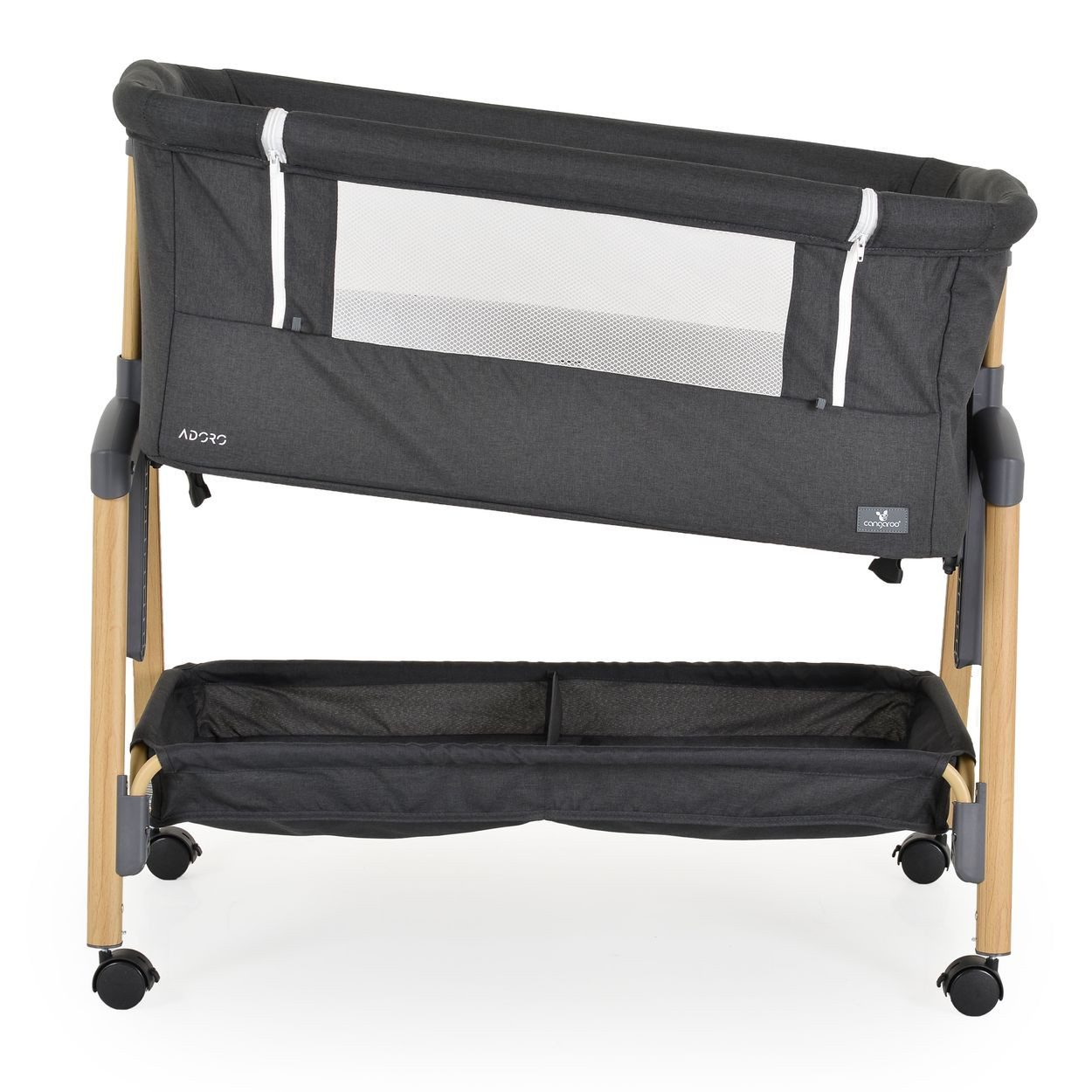 Cangaroo Komplettbett Babybett, Beistellbett Adoro, verstellbar, Matratze, Moskitonetz, Räder