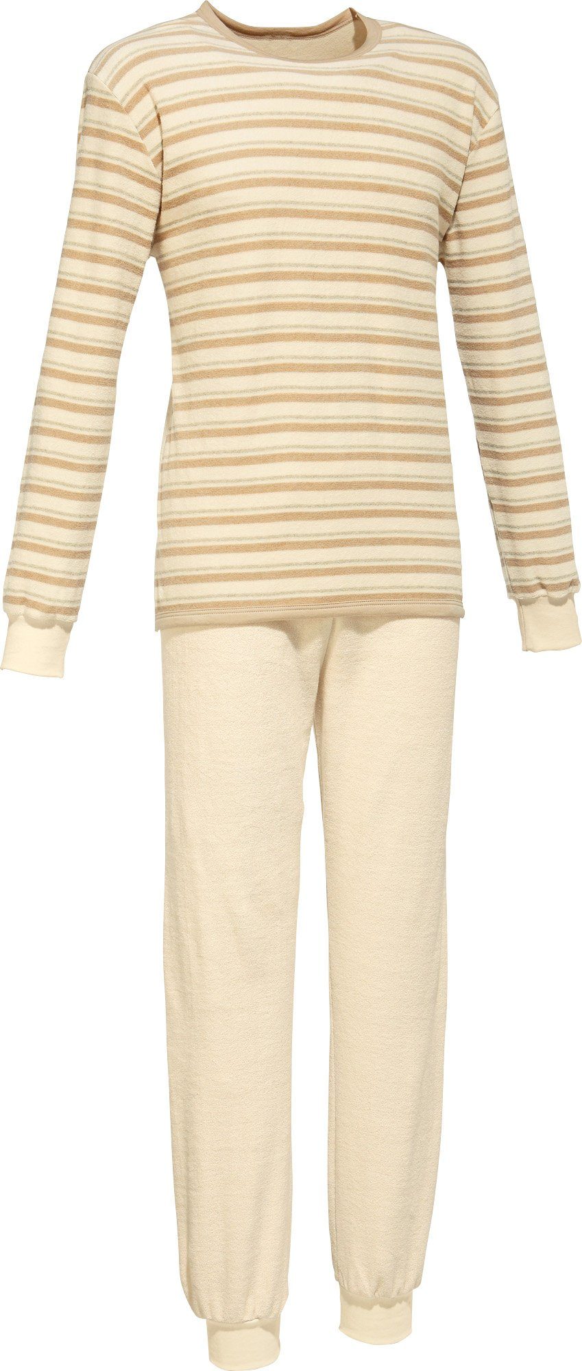 götting Pyjama Herren-Schlafanzug naturbelassen Frottee Streifen günstig online kaufen