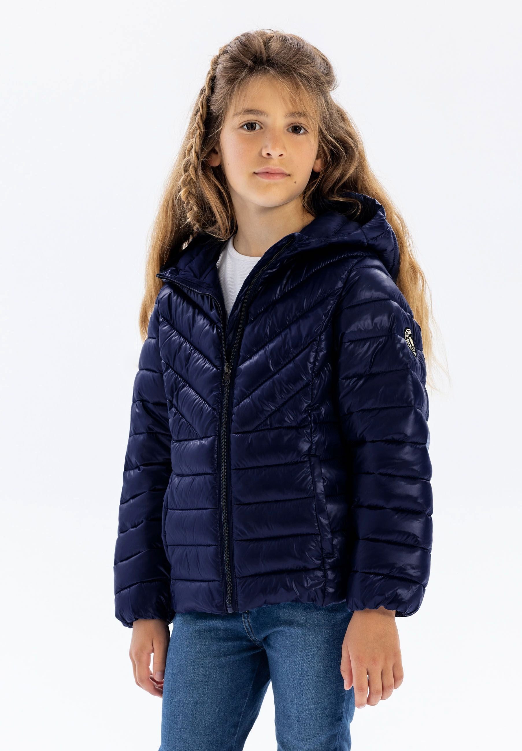 MINOTI Steppjacke für Mädchen mit Kapuze Herz-Abzeichen – Bild 2 von 5