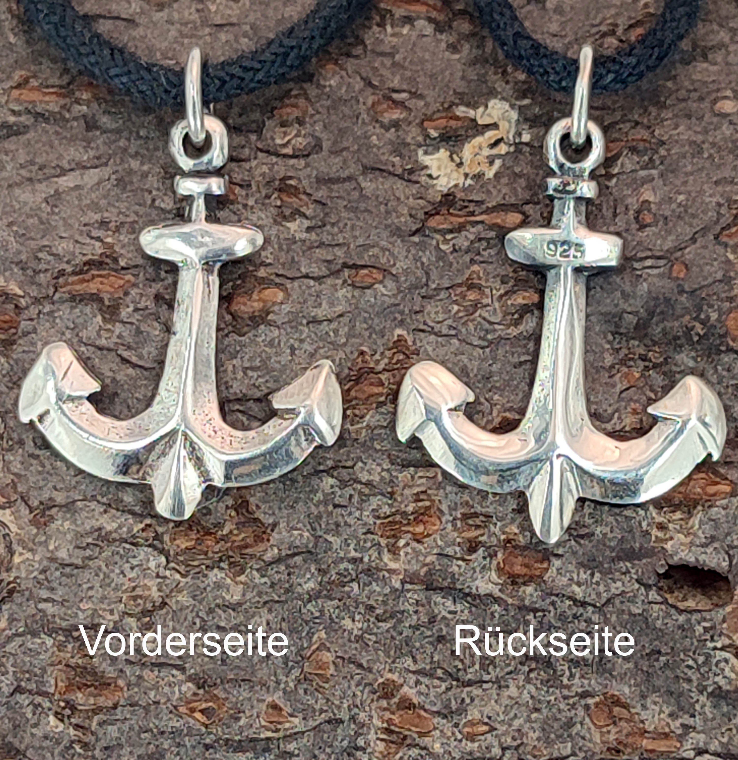 Kiss of Leather Kettenanhänger Anker Anhänger 925 Silber Seefahrt Seil