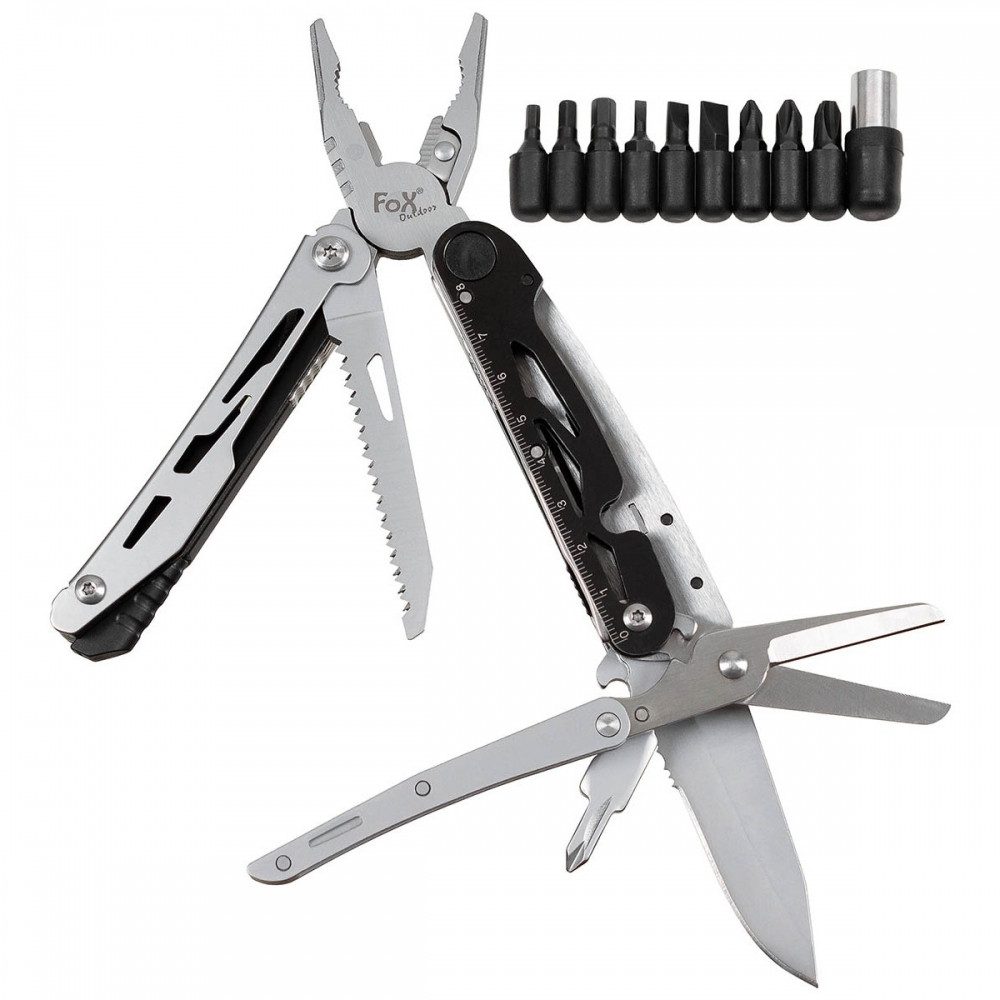 Multitool FoxOutdoor Multifunktionstool mit Schere und Zubehör.