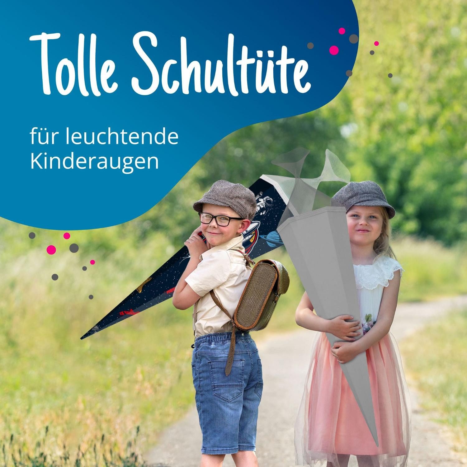 itenga Schultüte itenga Bastelschultüte mit Verschluss GRAU 6eckig 85cm – Bild 2 von 5