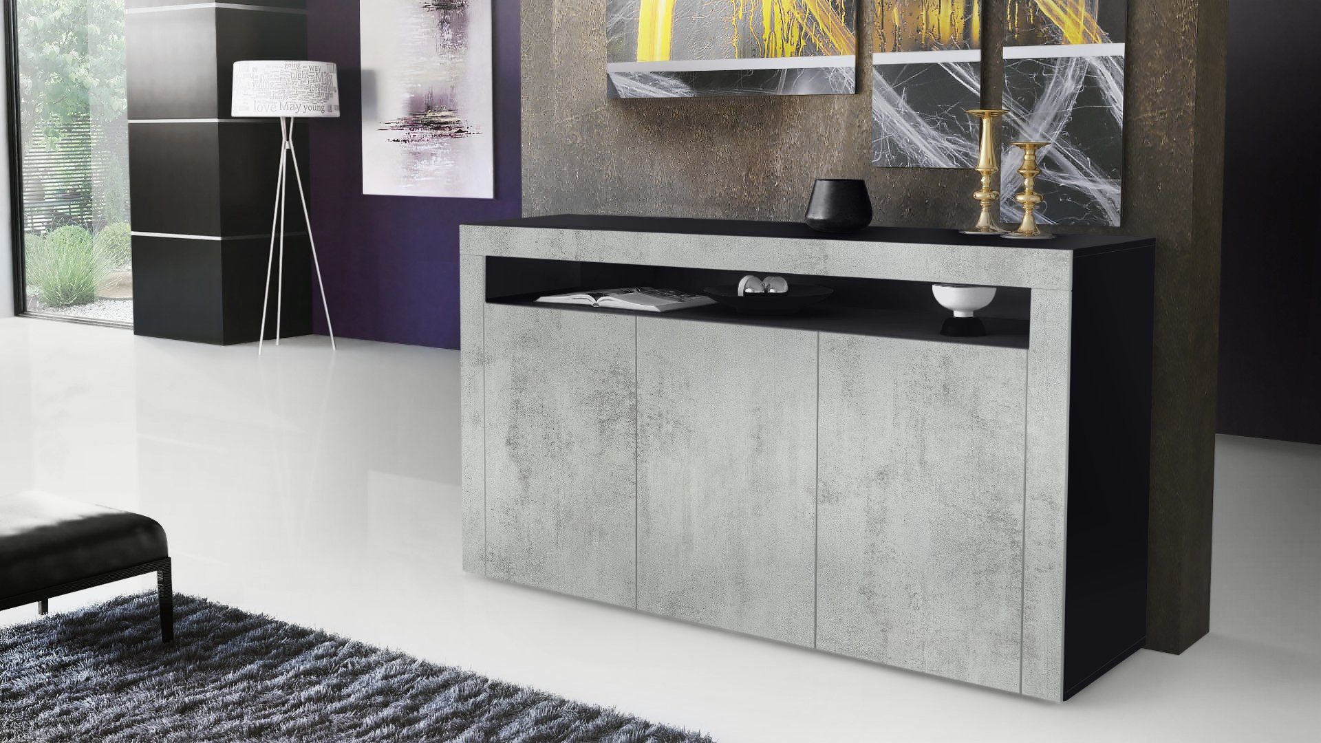 Vladon Sideboard Valencia (Sideboard, mit 3 günstig online kaufen