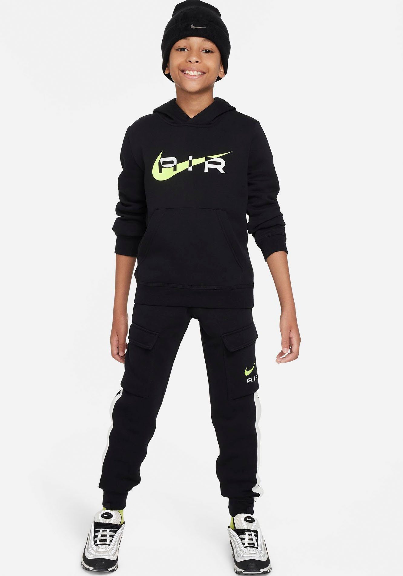 Sportswear PO N Kinder für Nike BLACK/VOLT Kapuzensweatshirt FLC AIR - BB NSW HOODY