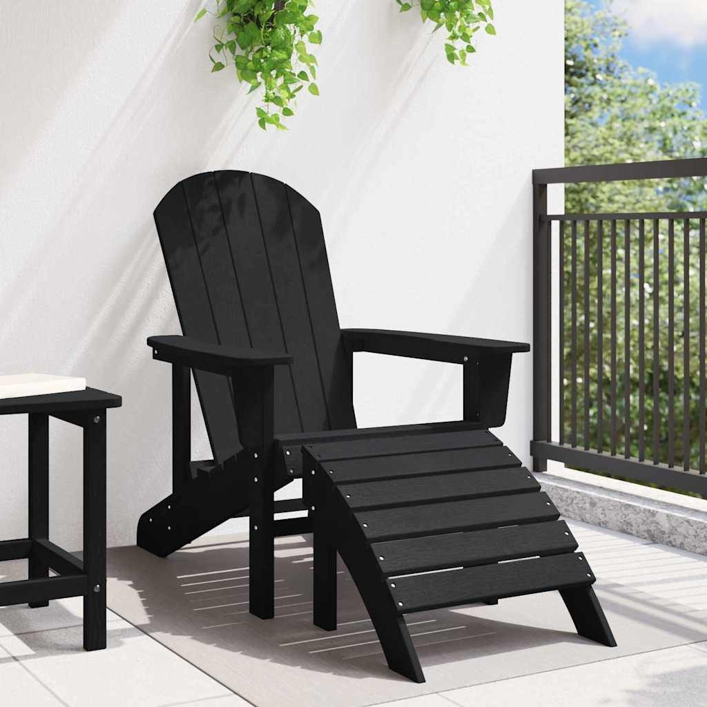 vidaXL Gartenstuhl Adirondack-Stuhl Schwarz HDPE (1 St)